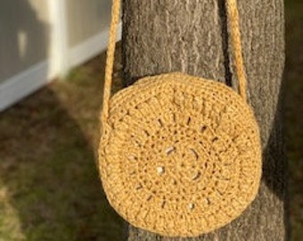 CROCHET PATTERN \ Circle Crochet Purse \ Crochet Bag Pattern \ Boho Handbag