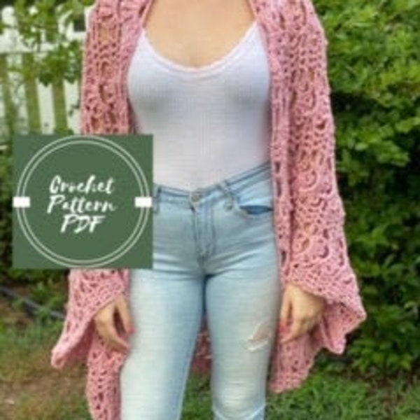 Crochet Cardigan Pattern \  Lace Crochet Cardi \ Oversized Crochet Sweater \ Cocoon Sweater