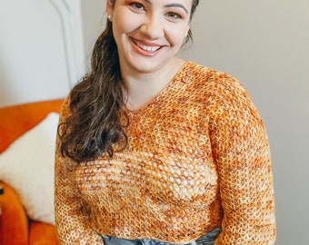 Modello top all'uncinetto / Maglione con scollo a V facile e top corto da donna / Semplice progetto all'uncinetto per principianti