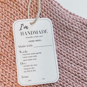 Printable Care Instructions | Laundry Care Tags | Printable PDF | Handmade Market Prep