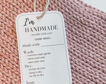 Printable Care Instructions | Laundry Care Tags | Printable PDF | Handmade Market Prep