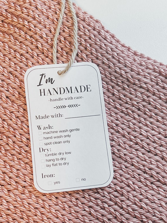 Im Handmade Printable Care Tags Labels PDF Only 