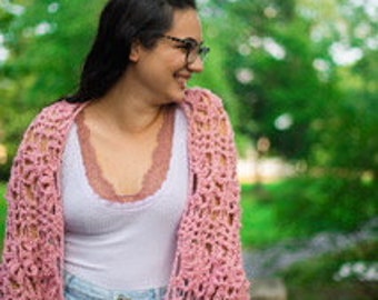 CROCHET PATTERN | Crochet Summer Cardigan Pattern | Womens Oversized Cardi | Lace Shrug