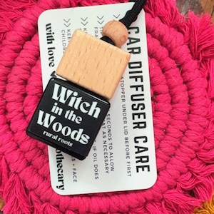 Cedar Sage Car Diffuser: Witch in the Woods Scent, Rear View Mirror Accessory