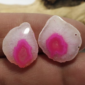 Géode druzy,tranche polie,tranche de pierre gemme,tranche d'agate Druzy,fenêtre Géode druzy,emballage métallique,tranche d'agate,paire d'agate Druzy,pierre pour collier,#18