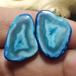 Géode druzy,tranche polie,tranche de pierre gemme,tranche d'agate Druzy,fenêtre Géode druzy,emballage métallique,tranche d'agate,paire d'agate Druzy,pierre pour collier,#24