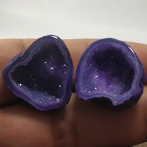 Druzy-geode, agaatsteen, gepolijste edelsteen, druzy-agaatgeode, druzy-stenen, draadwikkeling, druzy-agaat, paar druzy-agaat, voor het maken van sieraden, #12