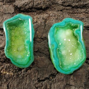 Druzy-geode, agaatsteen, gepolijste edelsteen, druzy-agaatgeode, druzy-stenen, draadwikkeling, druzy-agaat, paar druzy-agaat, voor het maken van sieraden, #08