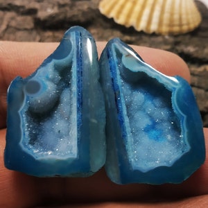 Géode Druzy,Pierre d'agate,Pierres précieuses polies,Géode d'agate Druzy,Pierres Druzy,Envelopper le fil métallique,Agate Druzy,Paire d'agates Druzy,Pour faire des bijoux,#19
