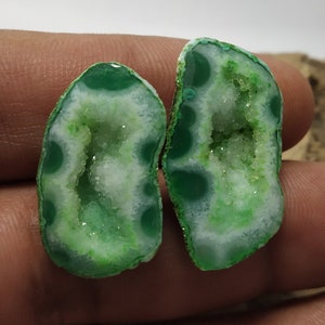 Géode druzy,Pierre d'agate,Pierres précieuses polies,Géode d'agate druzy,Pierres de Druzy,Envelopper le fil de fer,Agate druzy,Paire d'agates druzy,Pour faire des bijoux,#09