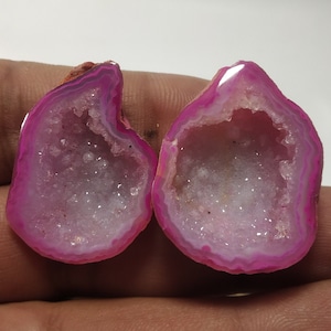 Geoda drusa, piedra de ágata, piedra preciosa pulida, geoda de ágata drusa, piedras drusas, envoltura de alambre, ágata drusa, par de ágatas drusas, para hacer joyas, n.º 16