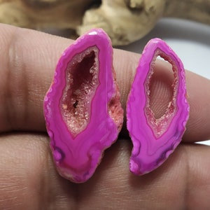 Géode druzy,tranche polie,tranche de pierre gemme,tranche d'agate Druzy,fenêtre Géode druzy,emballage métallique,tranche d'agate,paire d'agate Druzy,pierre pour collier,#11