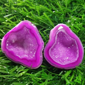 Geode di druzy, pietra di agata, pietra preziosa lucidata, geode di agata druzy, pietre druzy, avvolgimento del filo, agata druzy, coppia di agate druzy, per realizzare gioielli, n. 25