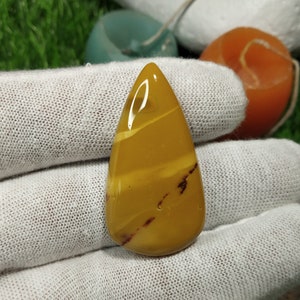 Jaspe mookaita, jaspe mookaita natural, jaspe amarillo, jaspe natural, piedra preciosa, piedra preciosa natural, cabujón, fabricación de joyas, 43 x 23 x 7 mm, 51,25 ct, 189