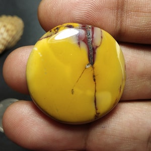 Jaspe mookaita, jaspe mookaita natural, jaspe amarillo, jaspe natural, piedra preciosa, piedra preciosa natural, cabujón, fabricación de joyas, 30 x 30 x 7 mm, 54,80 ct, 169