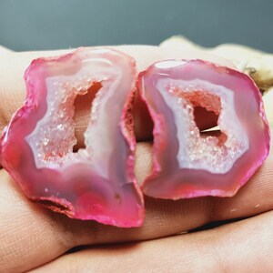 Géode druzy,tranche polie,tranche de pierre gemme,tranche d'agate Druzy,fenêtre Géode druzy,emballage métallique,tranche d'agate,paire d'agate Druzy,pierre pour collier,#39