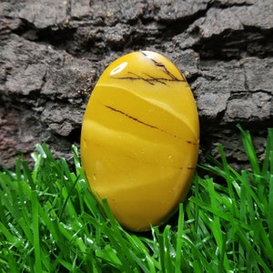 Mookaietjaspis, natuurlijke mookaietjaspis, gele jaspis, natuurlijke jaspis, edelsteen, natuurlijke edelsteen, cabochon, sieraden maken, 38 x 25 x 7 mm, 51,50 ct, 188