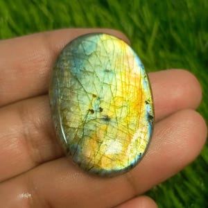 Labradorite Pietra preziosa, Pietra preziosa naturale, Cabochon di Labradorite, Pietra lucida, Pietra appariscente, Cabochon di pietra preziosa, Creazione di gioielli, 46X31x7 mm 91,80 ct, 03