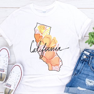 California Shirt, Womens California Shirt, State Flower Shirt, California Home Gift, Gift for Her, Best Friend Gift, State Pride Shirt