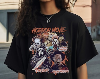 Comfort Colors Horror Vintage Halloween Shirt, 90s Halloween Sweatshirt, Retro Halloween Tee, Oversized TShirt for Women, Scary Movies Tee