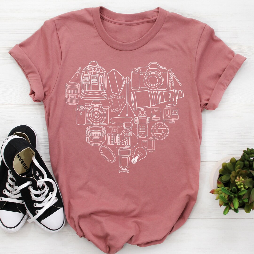Trendy Photography Heart Shirt, Womens Wedding Photographer Tshirt