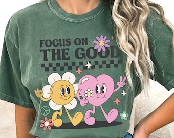 Comfort Colors Oversized T-Shirt: Focus on the Good, Retro Graphic Tee