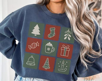 Comfort Colors Christmas Shirt - Cute Winter Holiday Sweatshirt, Vintage Holiday Graphic Tee