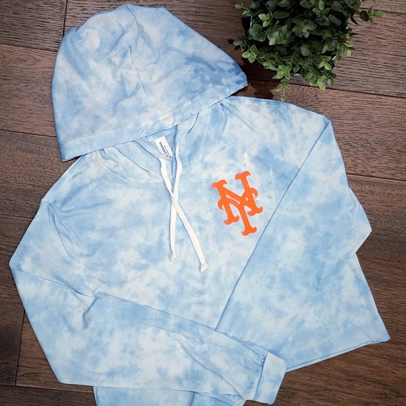 New York Tie Dye Crop Top Hoodie: Baseball Game Day Shirt