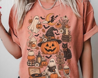 Vintage Halloween Graphic Comfort Colors Shirt, Black Cat Sweatshirt, Tis the season Tee, Retro Pumpkin Sweater, Teacher Halloween Gift