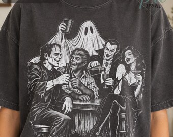 Vintage Monster Party Shirt, Halloween Horror Tee, Comfort Colors T-Shirt, Classic Monsters Graphic, Gildan Sweatshirt, Spooky Season Gift