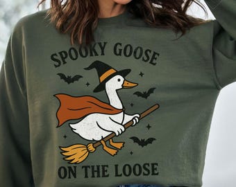 Silly Goose on the Loose Comfort Colors® Shirt: Halloween Distressed Graphic Gildan Sweatshirt