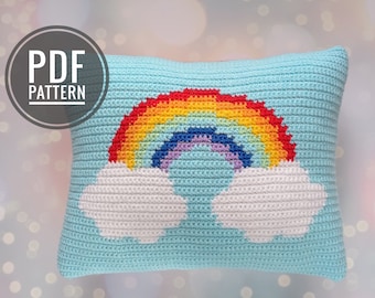 Crochet Pattern, Crochet Rainbow Pattern, Crochet Pillow Rainbow, Crochet Pillow Pattern
