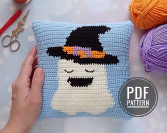 Crochet Pattern Pillow, Crochet Cushion Pattern, Crochet Ghost Pattern, Halloween Crochet Pattern
