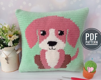 Crochet Pillow Pattern, Crochet Cushion, Crochet Dog Pillow, pdf pattern, Crochet Pattern Throw Pillow