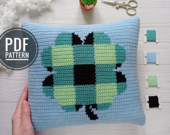 Crochet Pillow Pattern, St Patricks Day Crochet Pattern, Crochet Cushion, Crochet Clover Pillow, pdf pattern, Crochet Pattern Throw Pillow