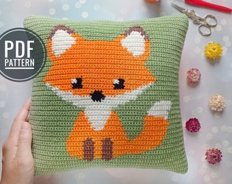 Crochet Pillow Pattern, Fox Crochet Pattern, Crochet Cushion, Crochet Fox Pillow, pdf pattern, Crochet Pattern Throw Pillow
