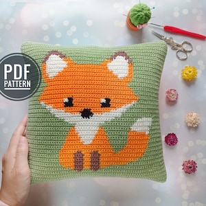 Crochet Pillow Pattern, Fox Crochet Pattern, Crochet Cushion, Crochet Fox Pillow, pdf pattern, Crochet Pattern Throw Pillow