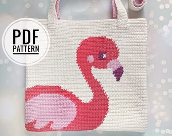 Crochet Flamingo Tote Bag Pattern: Intarsia Design (PDF Pattern)