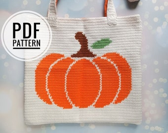 Crochet Bag Pattern, Crochet Tote Bag Pattern, Crochet Pumpkin Pattern, Crochet halloween, crochet autumn