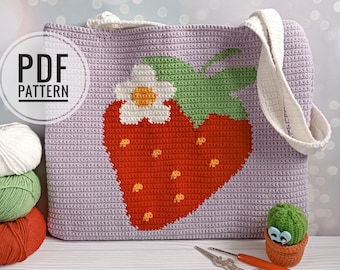 Crochet Strawberry Tote Bag Pattern (PDF Pattern)