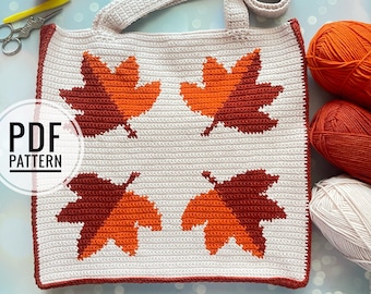 Crochet Autumn Bag Pattern, Crochet Bag Pattern, Crochet Tote Bag Pattern, Crochet Fall Pattern