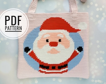 Crochet Bag Pattern, Crochet Tote Bag Pattern, Crochet Christmas Pattern, Crochet Santa Claus bag