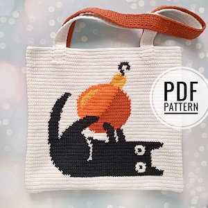 Crochet Black Cat Tote Bag Pattern (PDF Pattern)