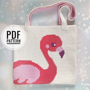 Patrón de bolso tote de flamenco a crochet: Diseño de intarsia (Patrón en PDF)