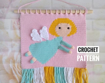 Motif de tenture murale au crochet, bricolage de décoration d'ange au crochet, motif au crochet d'ange, tapisserie au crochet diy