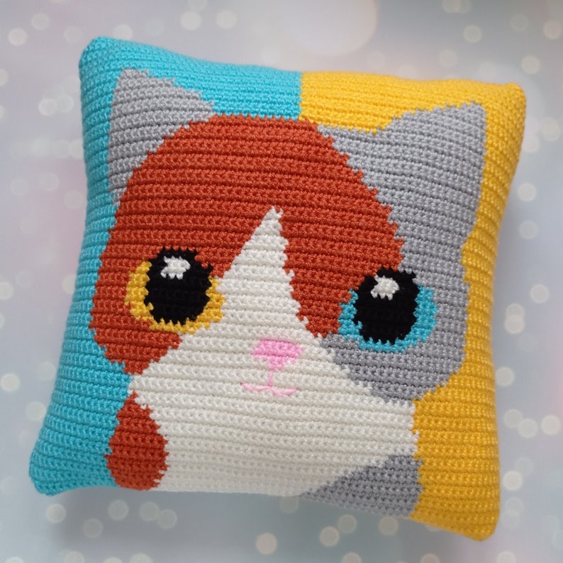 Crochet Pattern, Crochet Cat Pattern, Crochet Pillow Cat, Crochet Pillow Pattern image 4