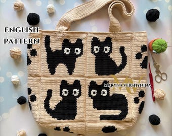 Crochet Black Cats Bag Pattern (PDF)