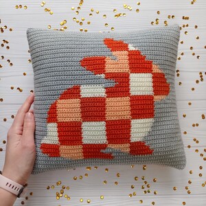 Crochet Pillow Pattern, Easter Crochet Pattern, Crochet Cushion, Crochet Bunny Pattern Pillow, pdf pattern, Crochet Pattern Throw Pillow image 4