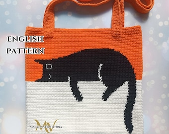 Black Cat Crochet Bag Pattern: Intarsia Tote (PDF Pattern)