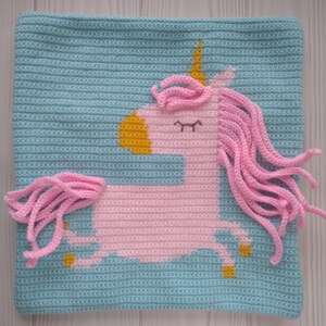 Modèle au crochet, motif de licorne au crochet, coussin de licorne au crochet, motif de coussin au crochet image 2